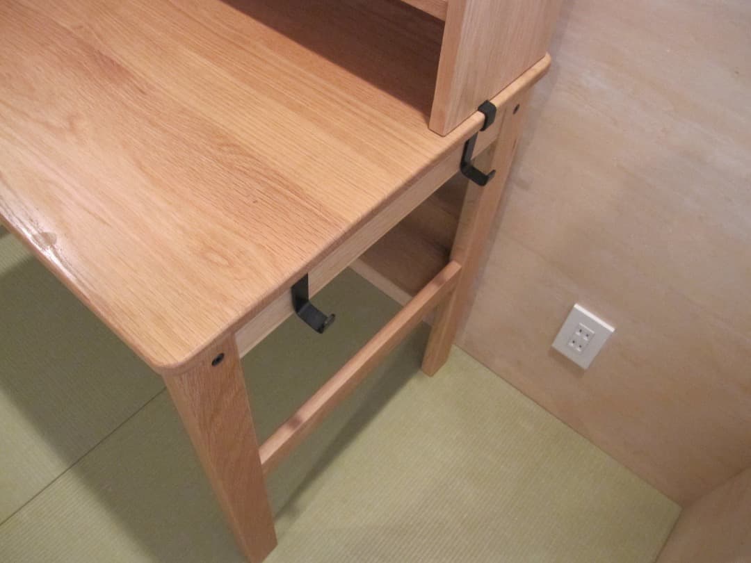 無印良品　オーク無垢材デスク 上棚付き 2引き出し 足元本棚