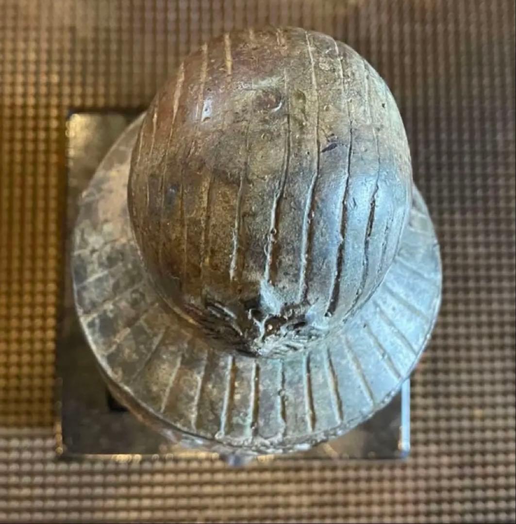 17世紀 ・タイ アユタヤ王朝・青銅製・宝冠仏頭・18.5cm鑑賞台付2点セット