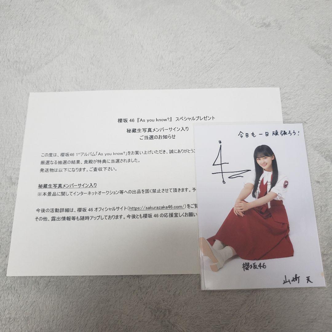 櫻坂46 山﨑天 秘蔵生写真 直筆サイン入り 流れ弾 As you know?