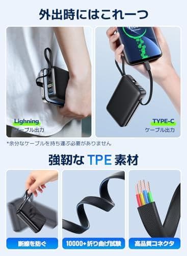 モバイルバッテリー 50000mAh 急速充電 4台同時 残量表示 PSE認証
