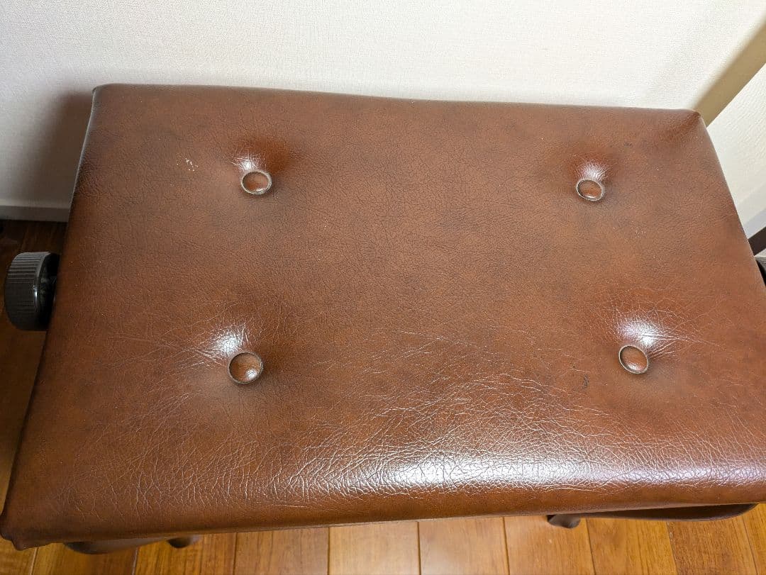 ピアノ椅子　ブラウン　茶色　猫脚　高さ調節