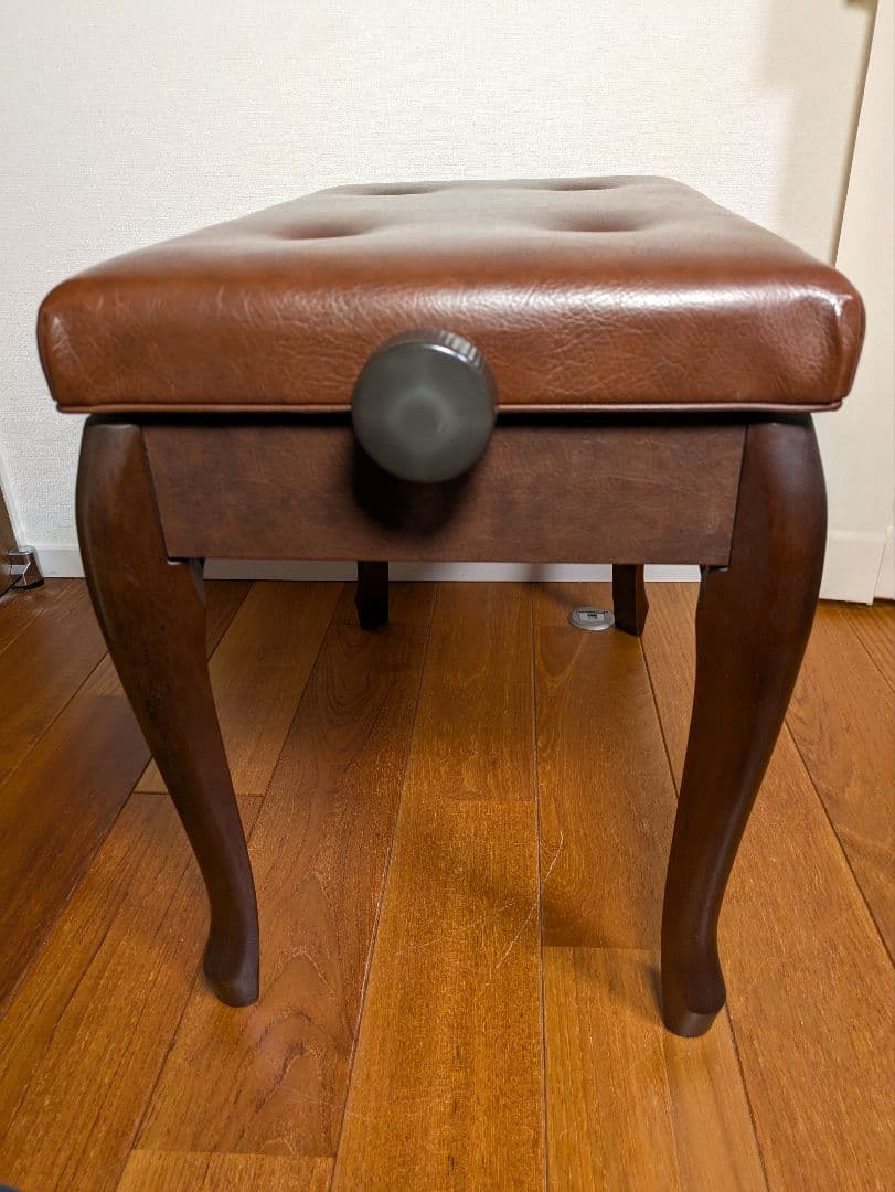 ピアノ椅子　ブラウン　茶色　猫脚　高さ調節