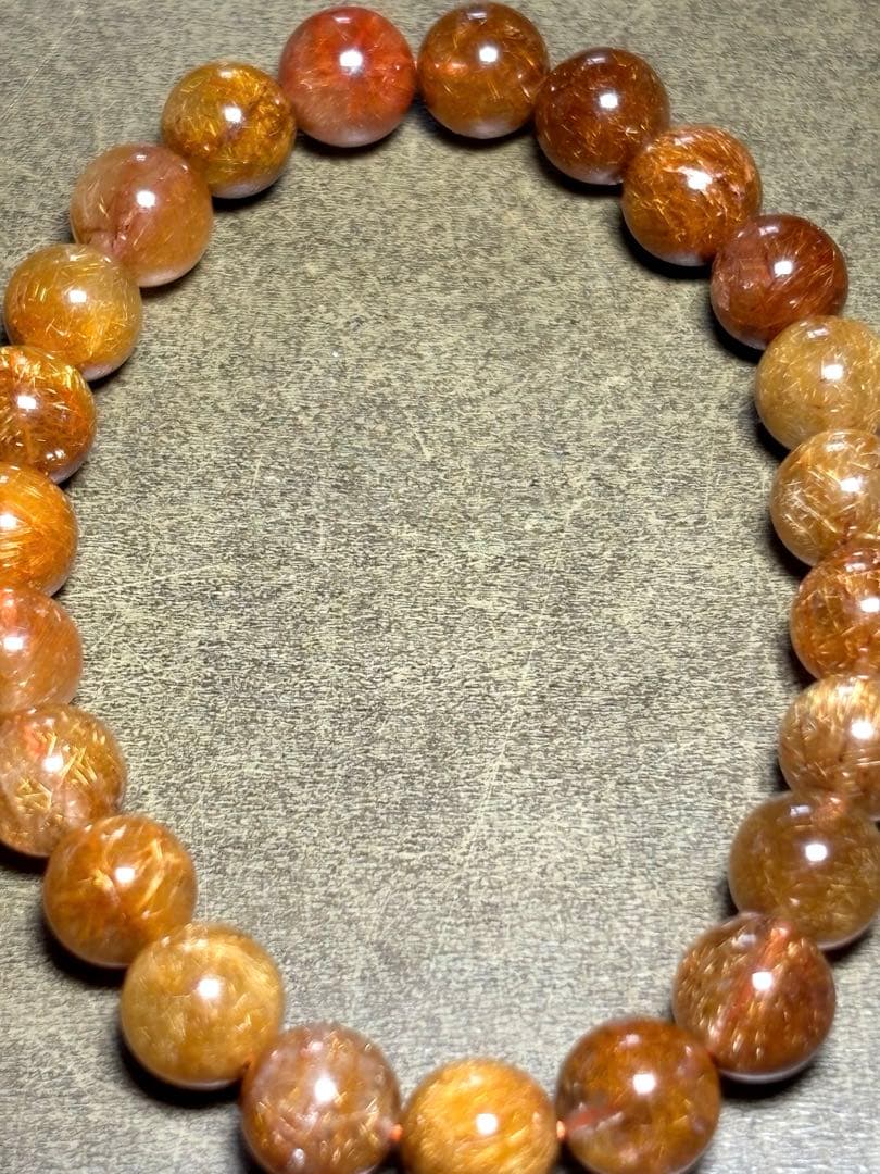 ゴールドオレンジルチルブレス８㎜　高品質（新品未使用）針ミチミチキラキラ　金運