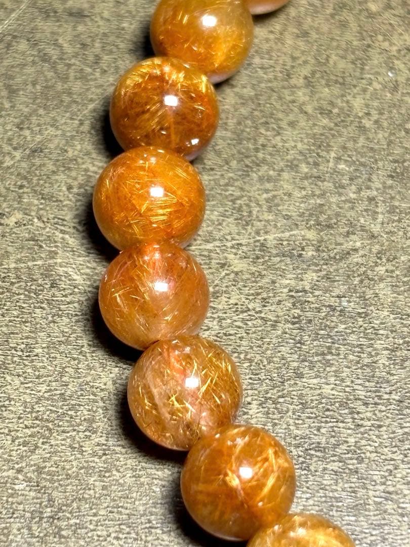 ゴールドオレンジルチルブレス８㎜　高品質（新品未使用）針ミチミチキラキラ　金運