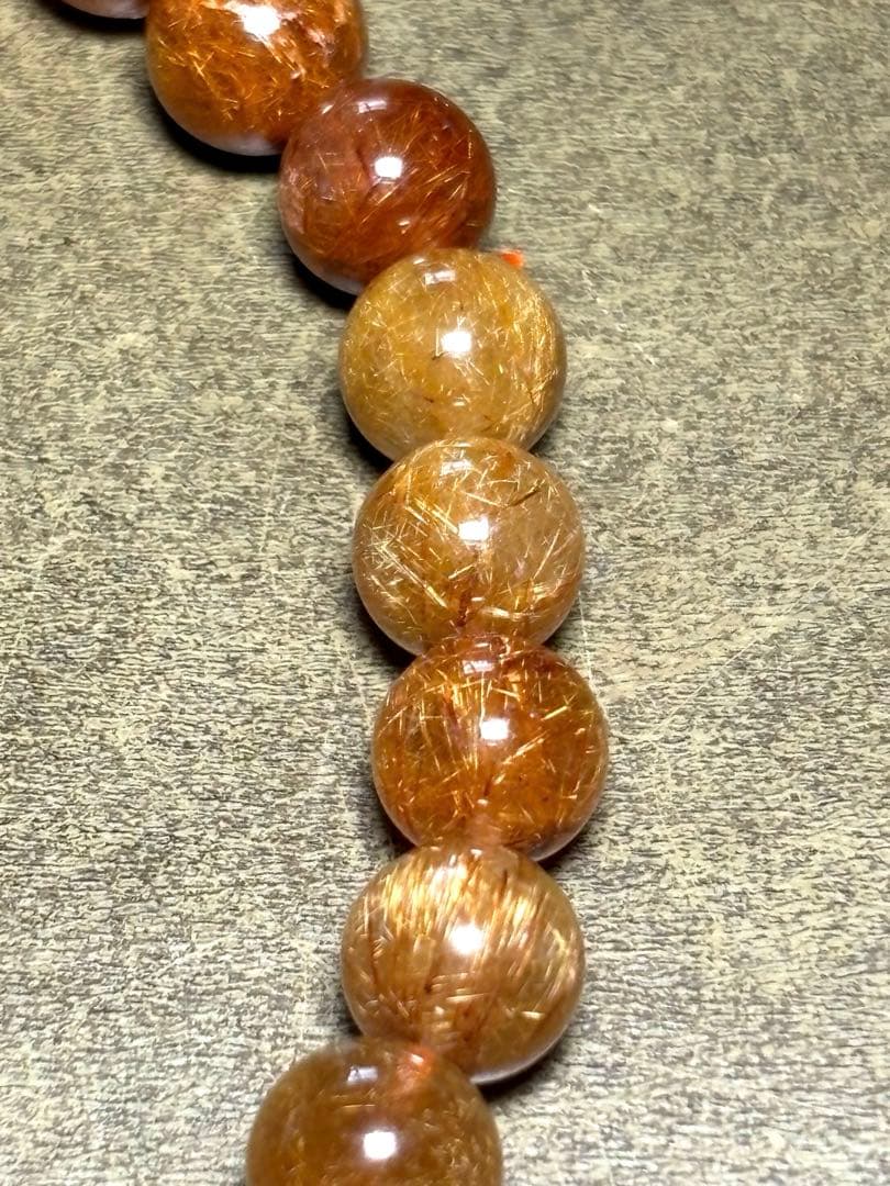 ゴールドオレンジルチルブレス８㎜　高品質（新品未使用）針ミチミチキラキラ　金運