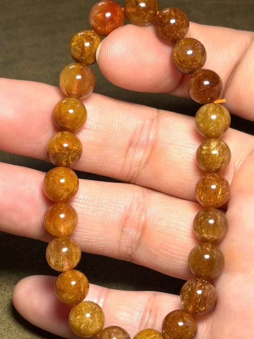 ゴールドオレンジルチルブレス８㎜　高品質（新品未使用）針ミチミチキラキラ　金運