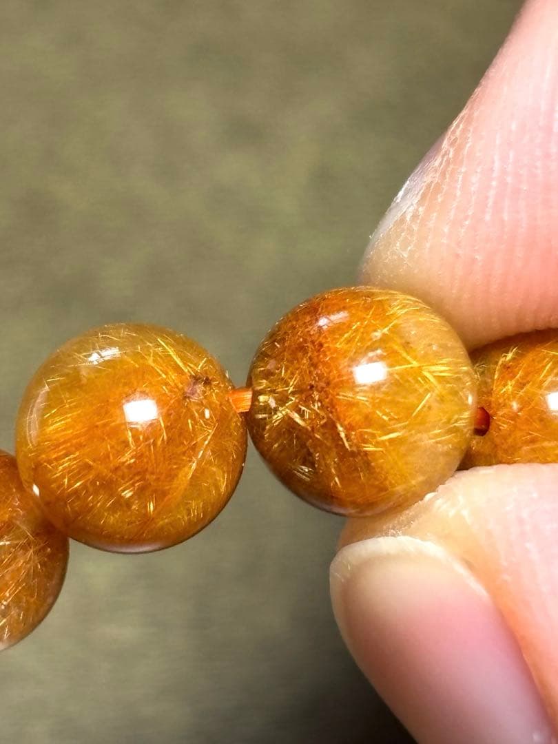 ゴールドオレンジルチルブレス８㎜　高品質（新品未使用）針ミチミチキラキラ　金運