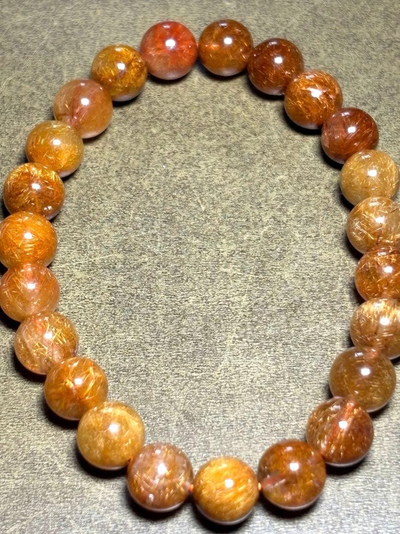 ゴールドオレンジルチルブレス８㎜　高品質（新品未使用）針ミチミチキラキラ　金運