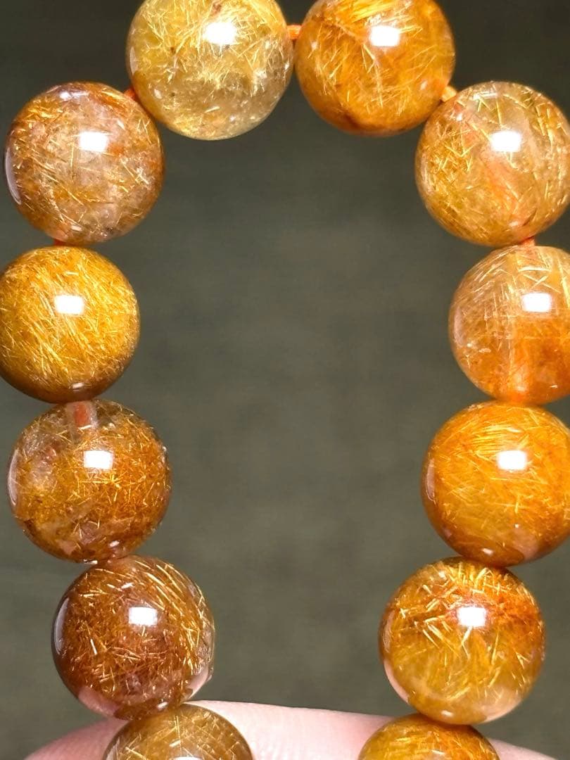 ゴールドオレンジルチルブレス８㎜　高品質（新品未使用）針ミチミチキラキラ　金運