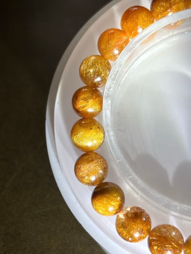 ゴールドオレンジルチルブレス８㎜　高品質（新品未使用）針ミチミチキラキラ　金運