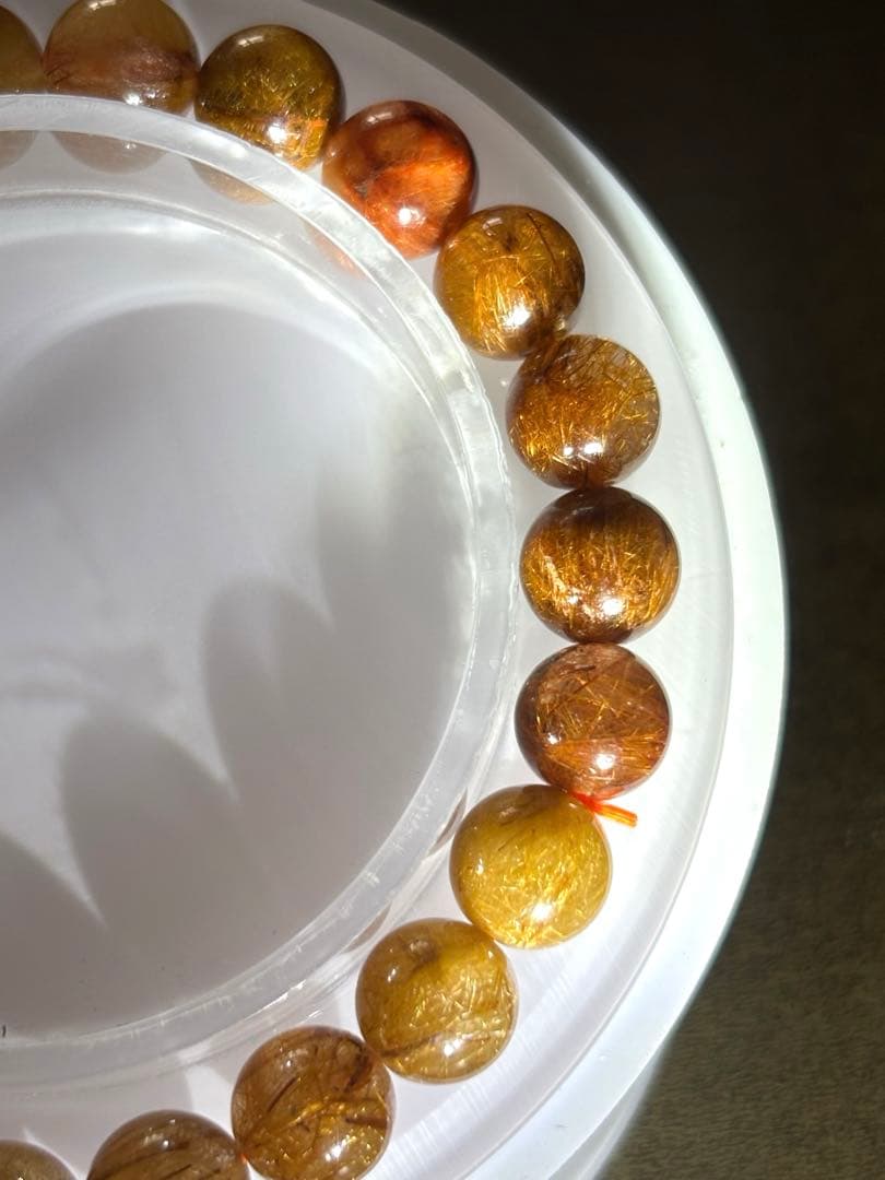 ゴールドオレンジルチルブレス８㎜　高品質（新品未使用）針ミチミチキラキラ　金運