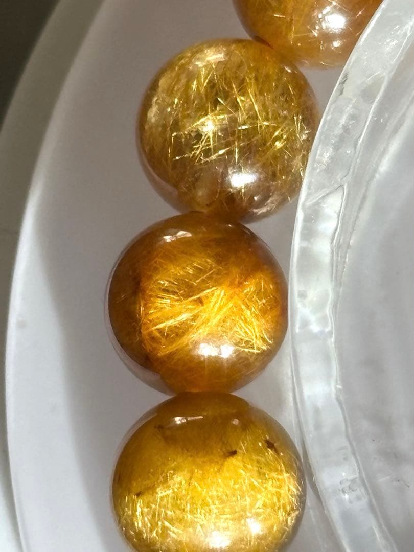 ゴールドオレンジルチルブレス８㎜　高品質（新品未使用）針ミチミチキラキラ　金運