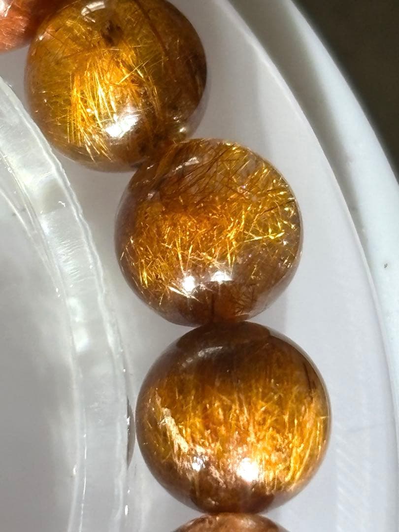 ゴールドオレンジルチルブレス８㎜　高品質（新品未使用）針ミチミチキラキラ　金運