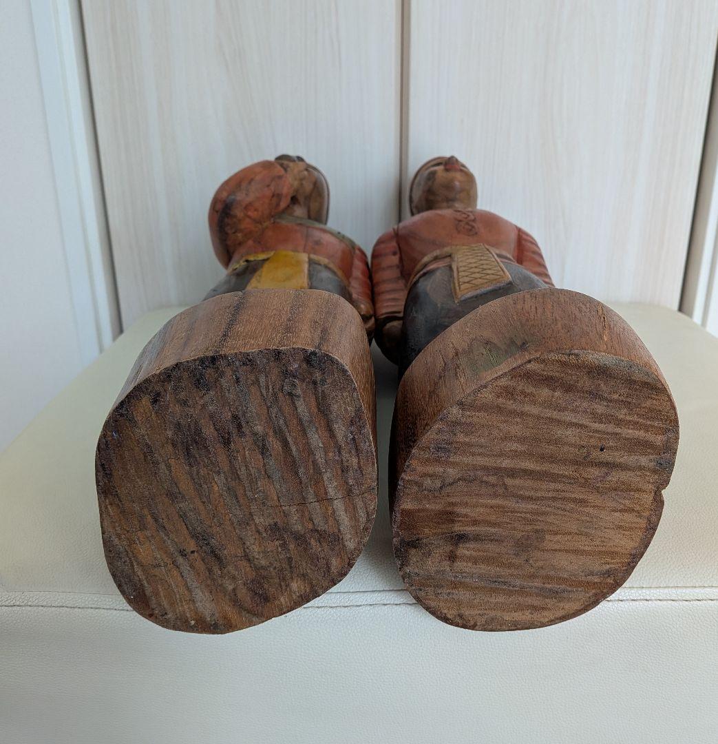 大きい　木彫　民族人形　2体(男女)　高さ約55cm　一刀彫