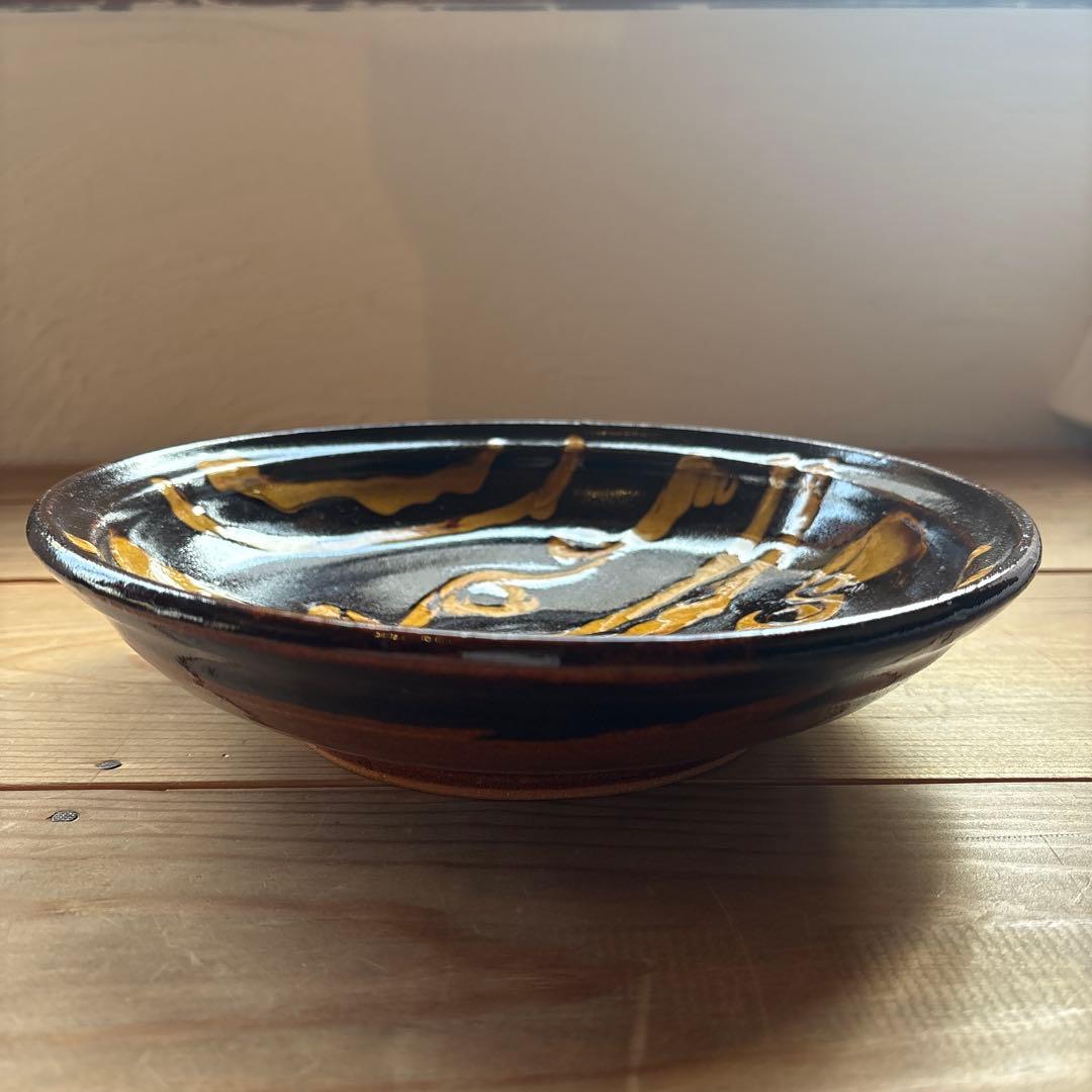 スリップウェア　8寸中皿 / 湯町窯