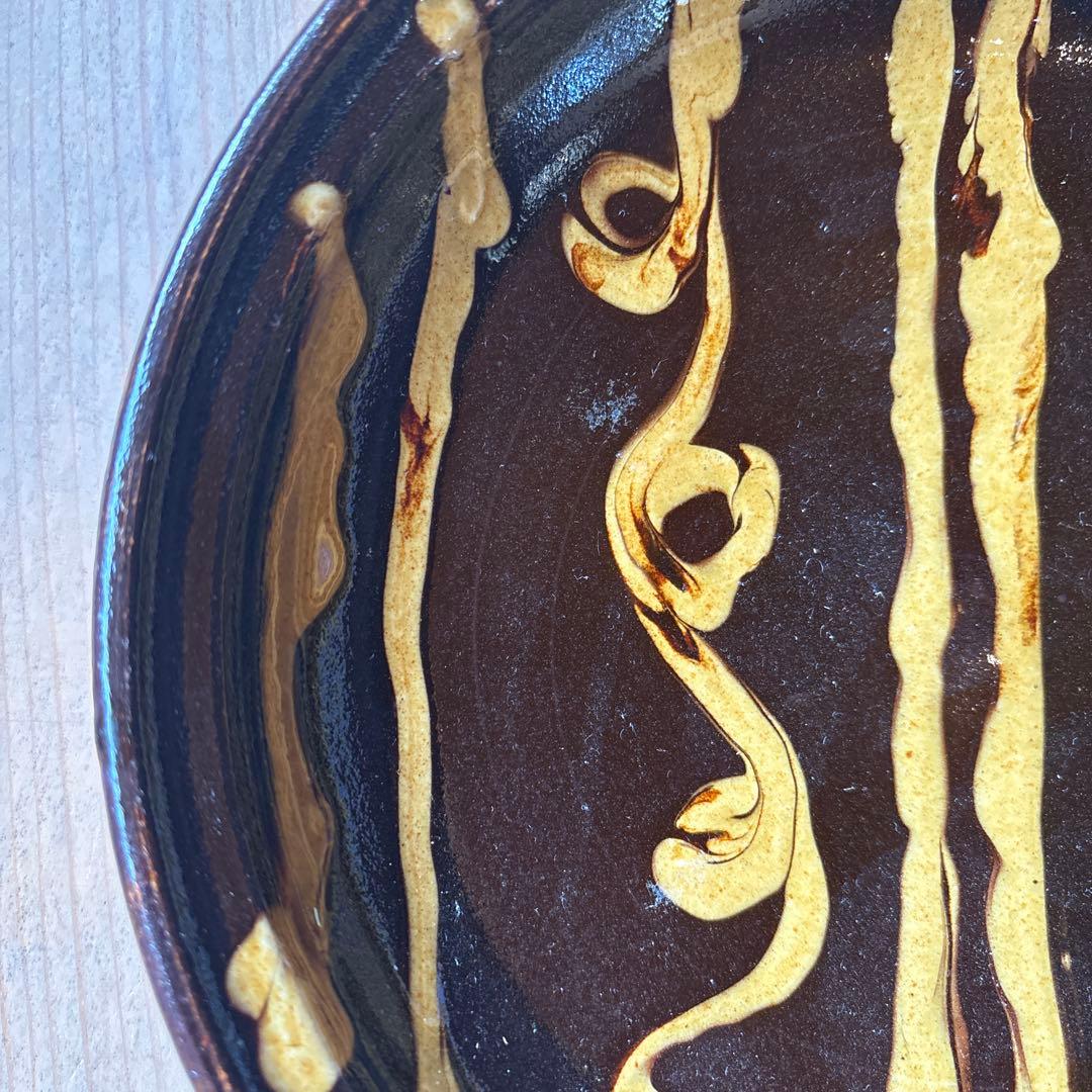 スリップウェア　8寸中皿 / 湯町窯