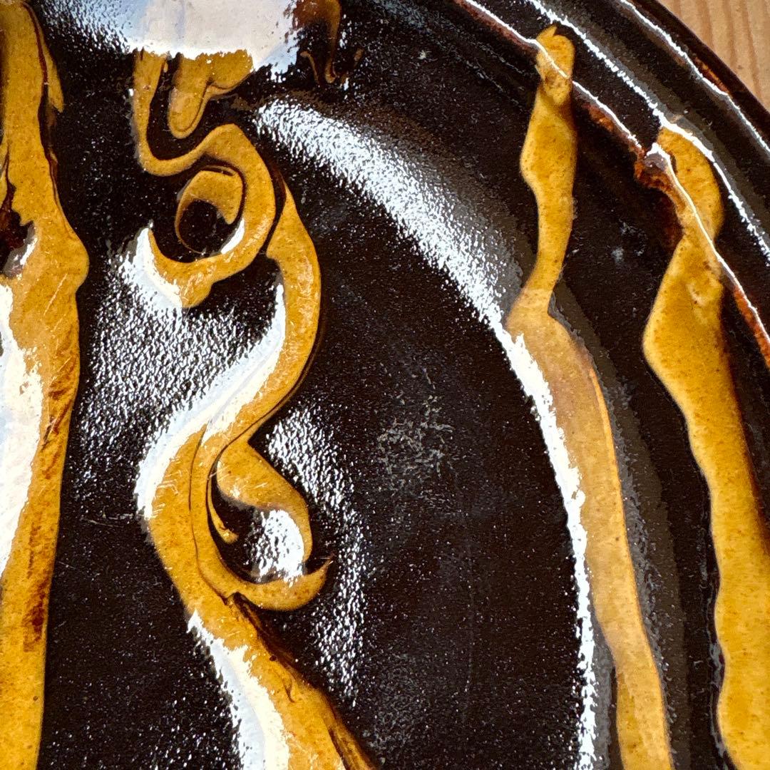 スリップウェア　8寸中皿 / 湯町窯