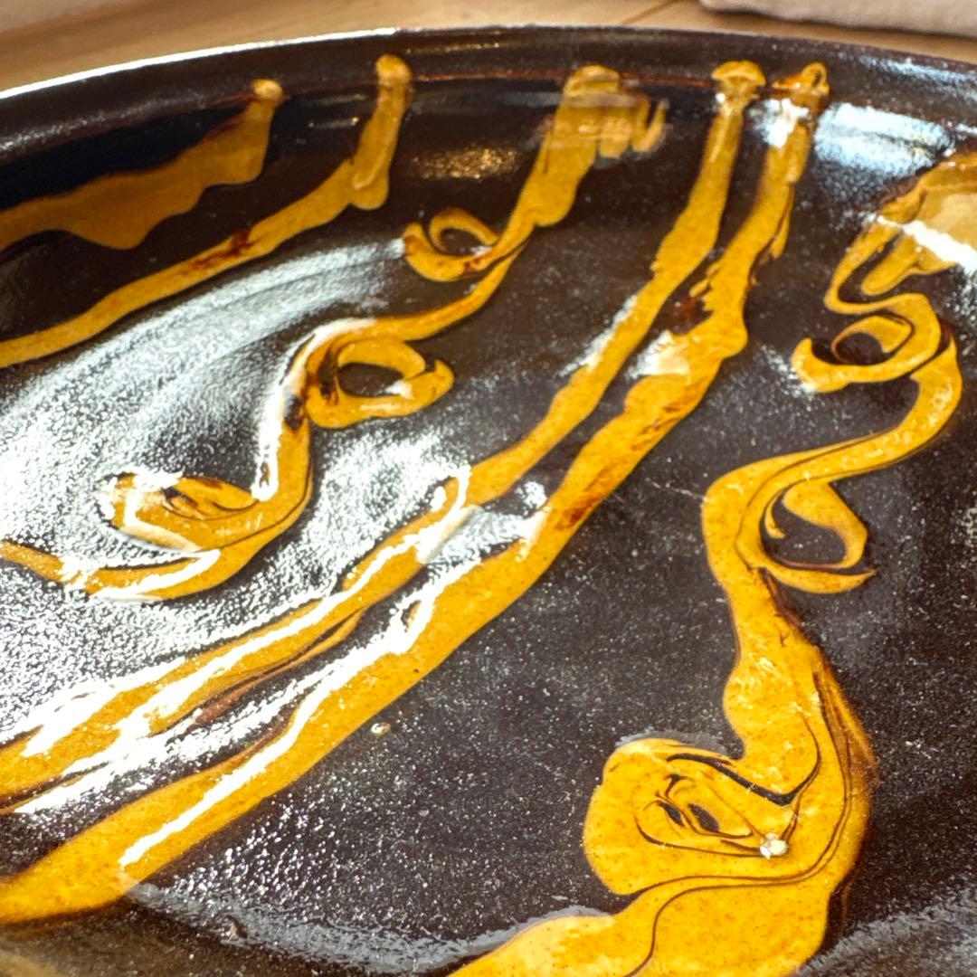 スリップウェア　8寸中皿 / 湯町窯