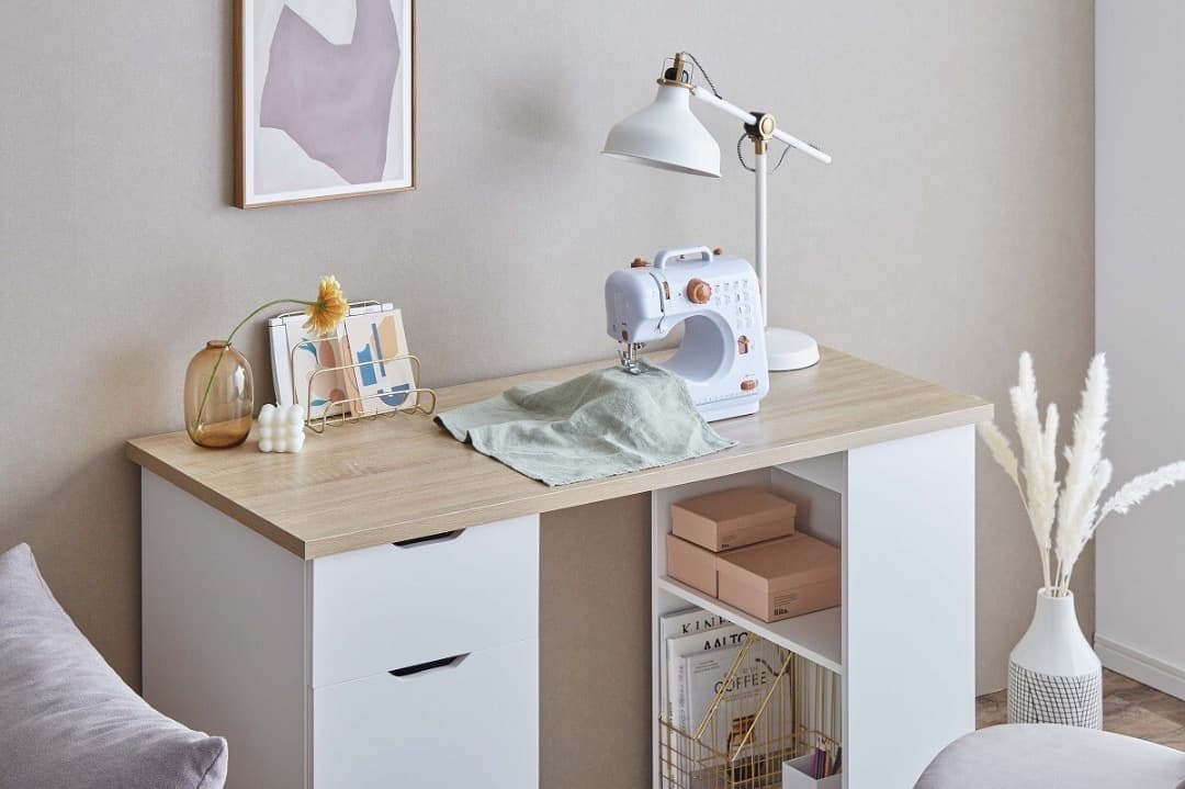 デスク 収納付き 幅120cm パソコン 学習机 ホワイト