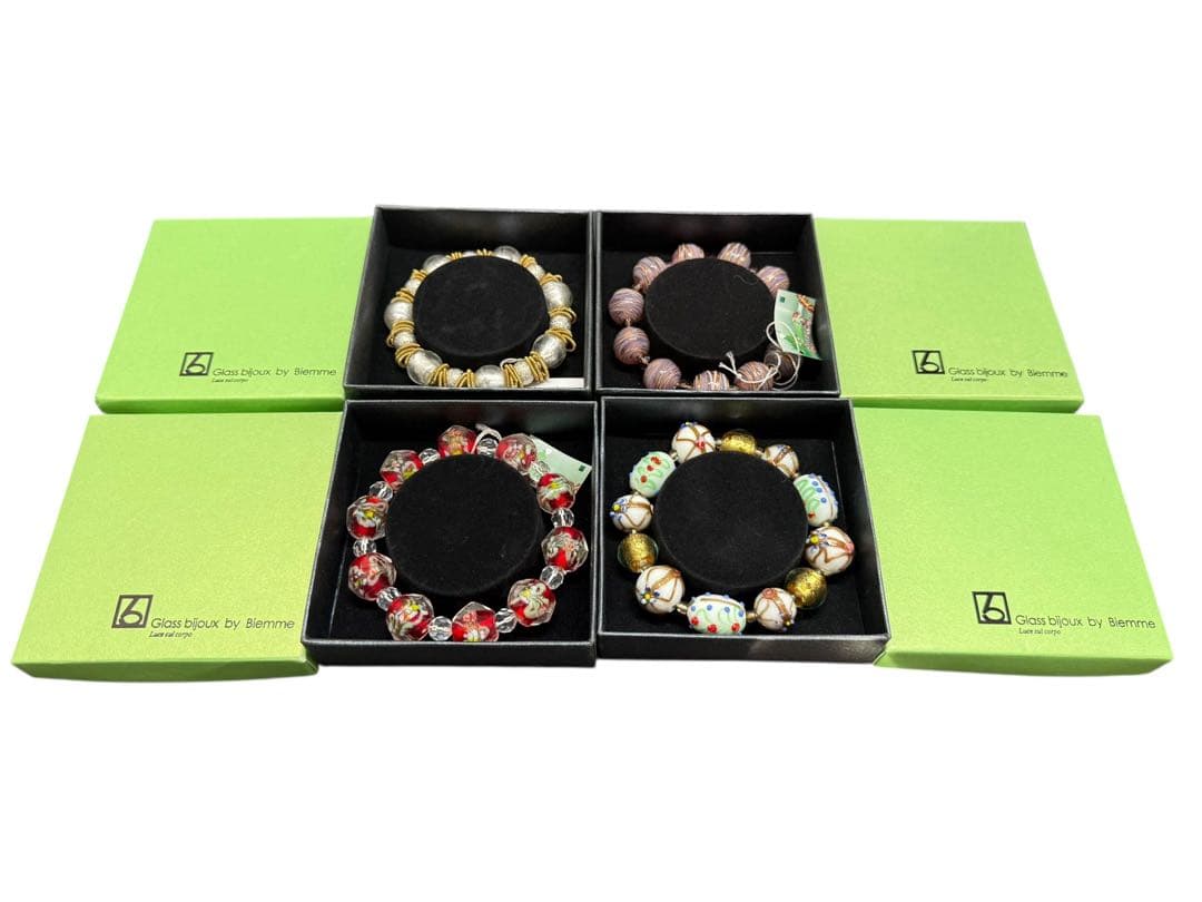 Glass bijoux by Biemme ガラスビーズブレスレット4点セット