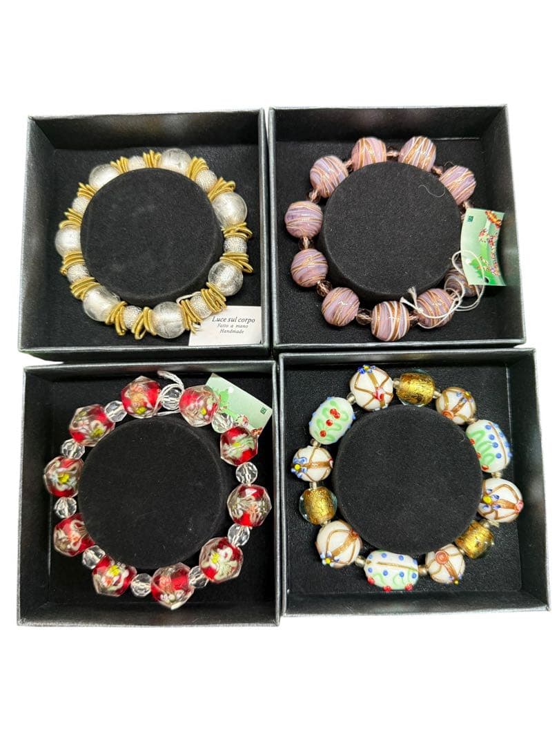 Glass bijoux by Biemme ガラスビーズブレスレット4点セット