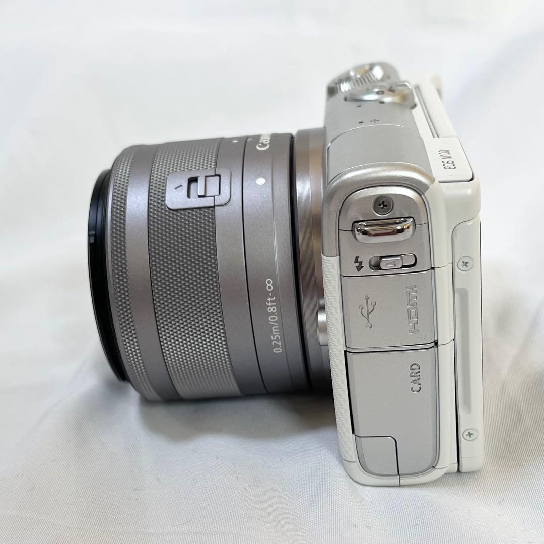【美品】Canon EOS M100 カメラ ミラーレス ホワイト 一眼レフ