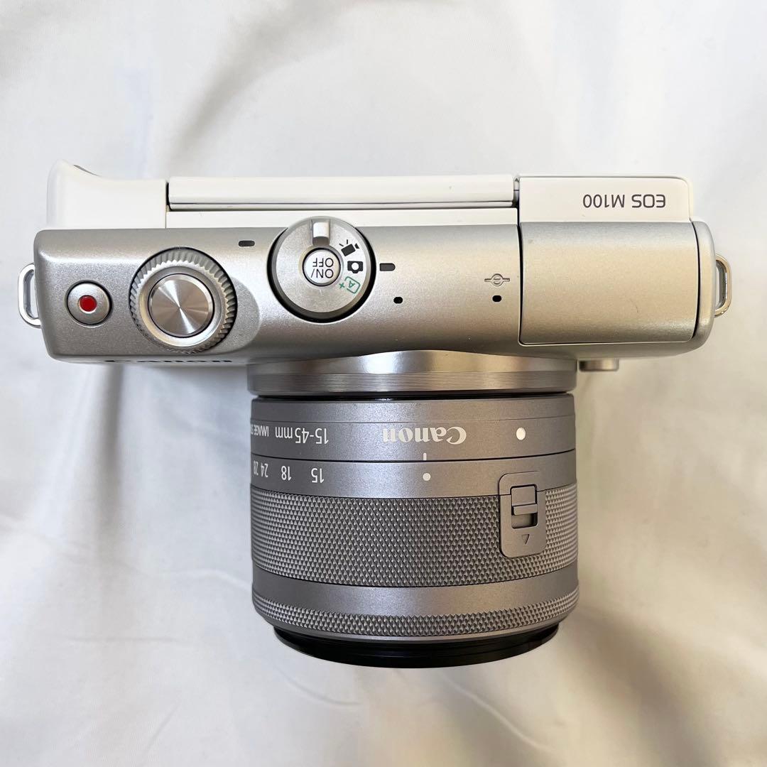 【美品】Canon EOS M100 カメラ ミラーレス ホワイト 一眼レフ