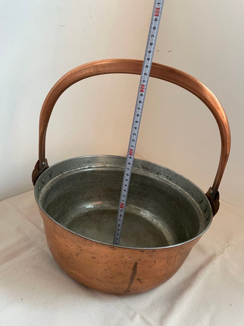 古道具　銅鍋　山菜鍋　大　錫引き　30㎝