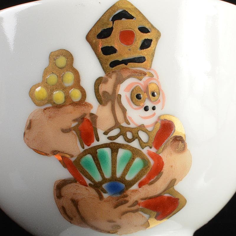 京焼　平安　三世　輝山造　色絵金彩　猿図煎茶碗　6客　共箱　M　R6080