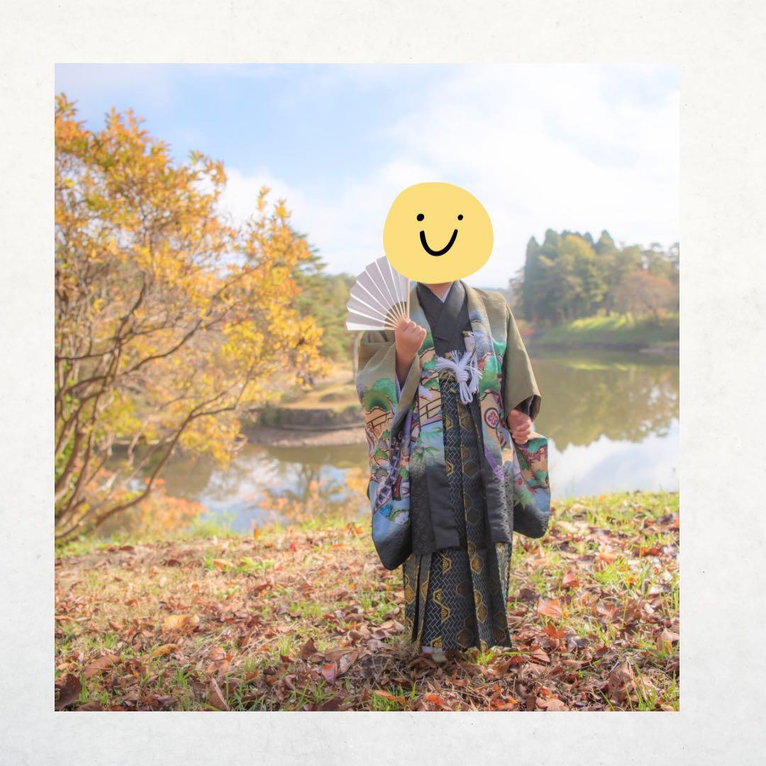 【渋緑の羽織×鷹×小槌】男の子用/七五三/袴セット/5歳