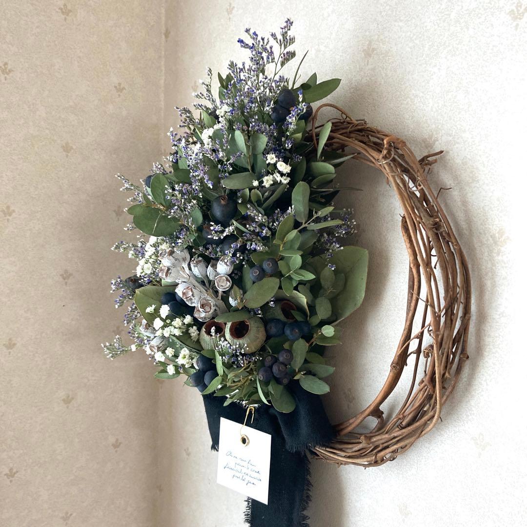 テトラゴナとユーカリのナチュラルグリーンリース　(約26cm)