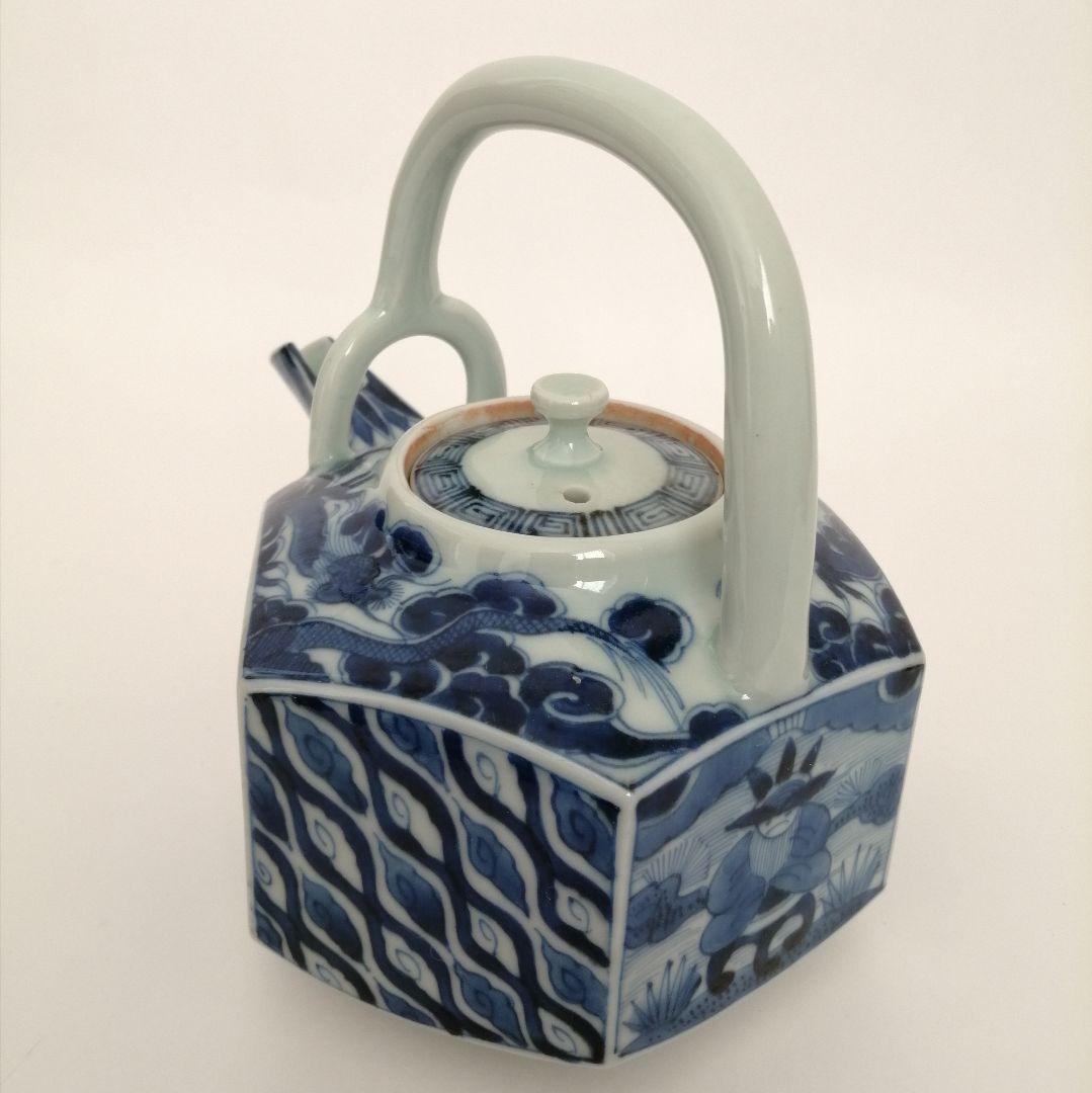 湖東焼　染付　六角　銚子