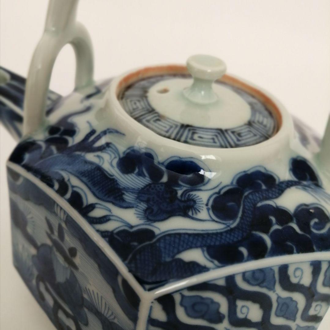 湖東焼　染付　六角　銚子