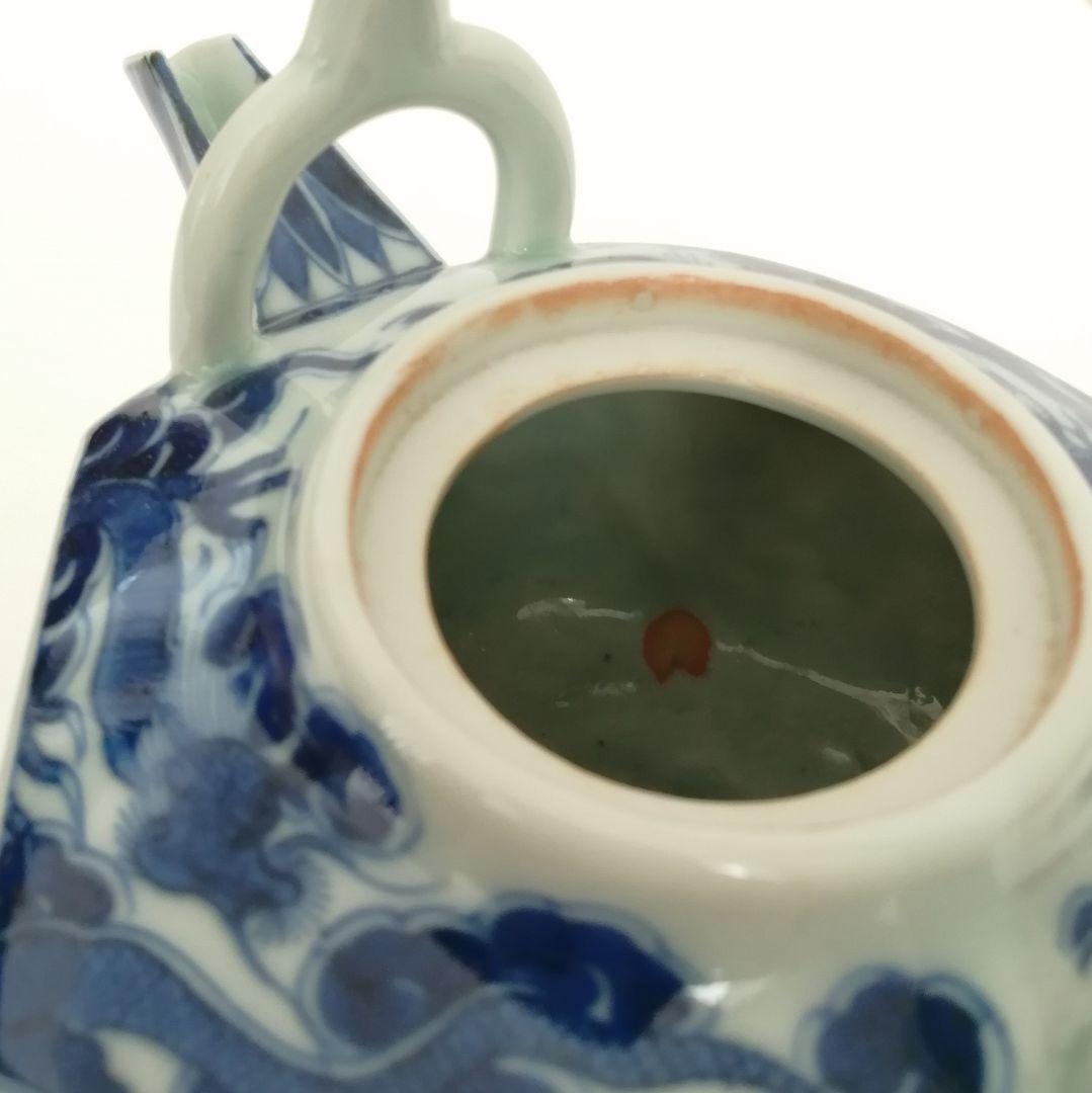 湖東焼　染付　六角　銚子