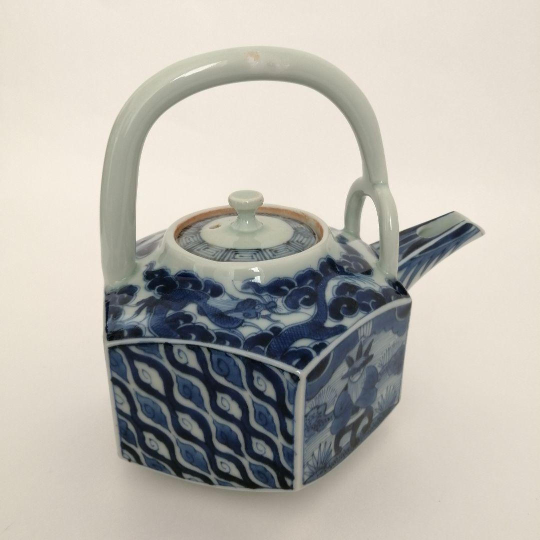 湖東焼　染付　六角　銚子