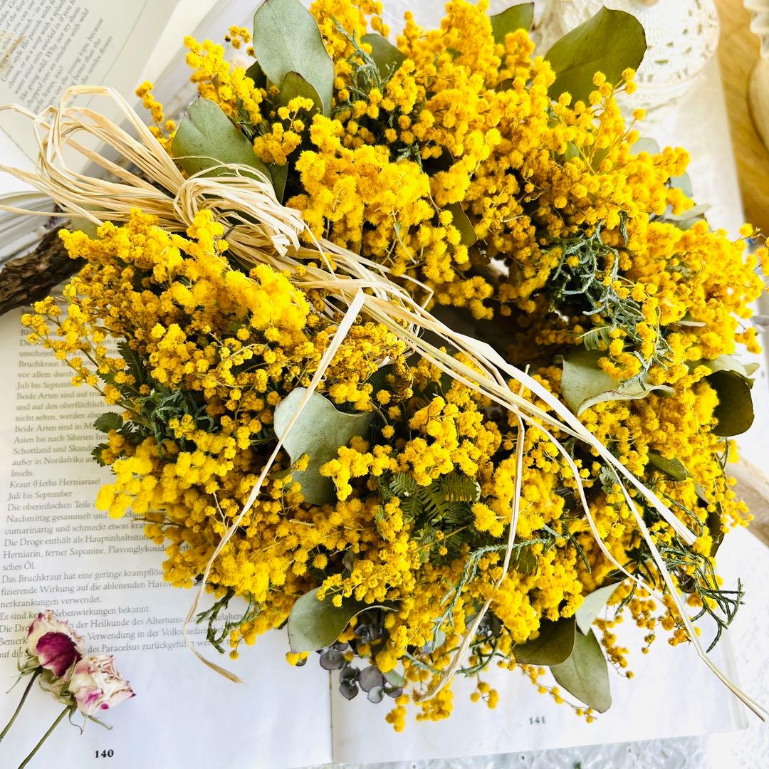 ミモザ　リース　スワッグ　フライングリース