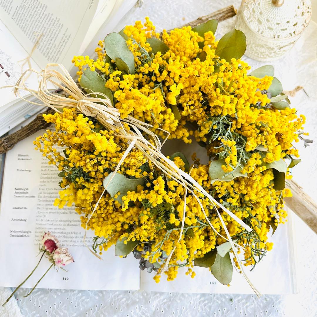 ミモザ　リース　スワッグ　フライングリース