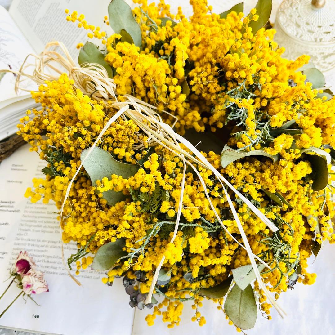 ミモザ　リース　スワッグ　フライングリース