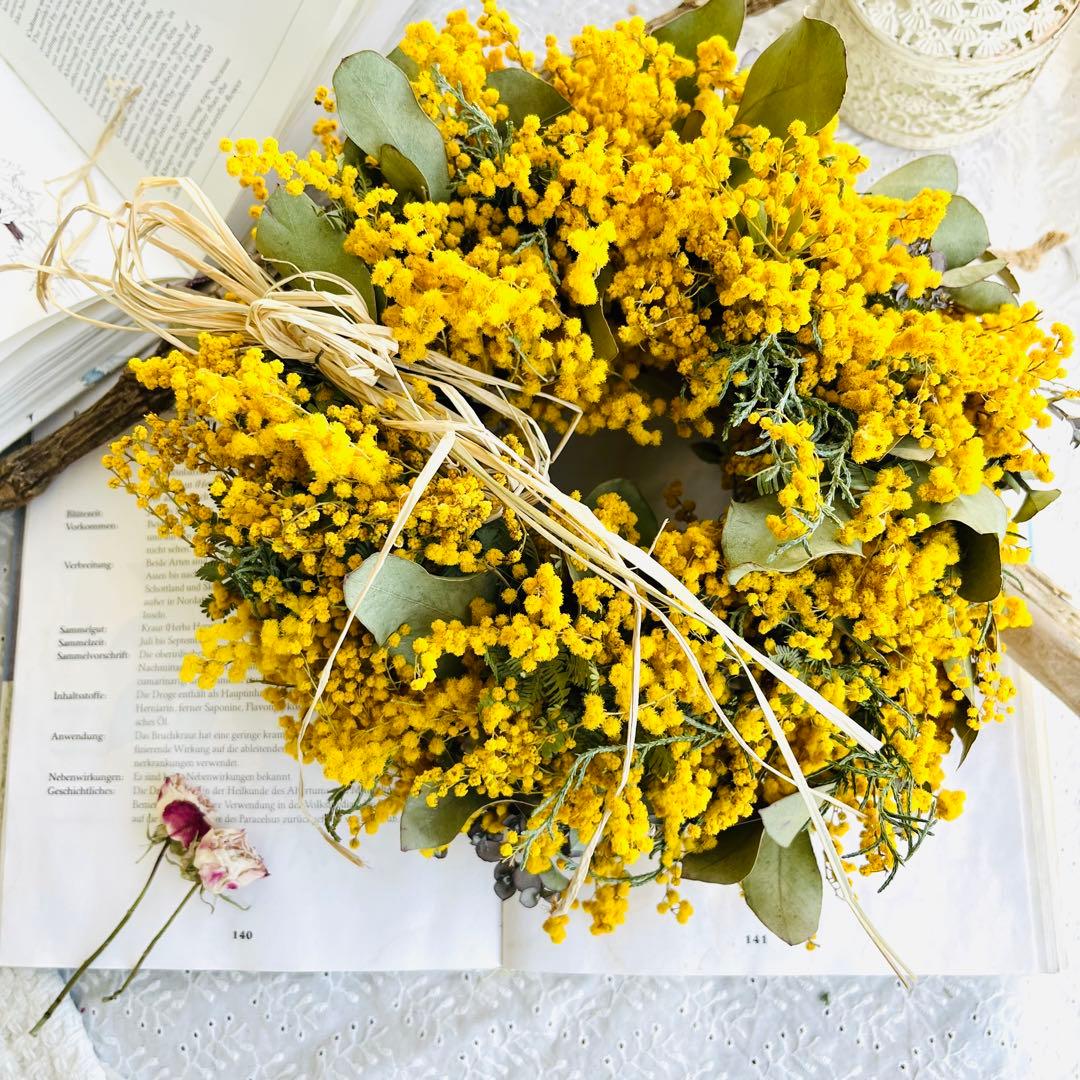 ミモザ　リース　スワッグ　フライングリース