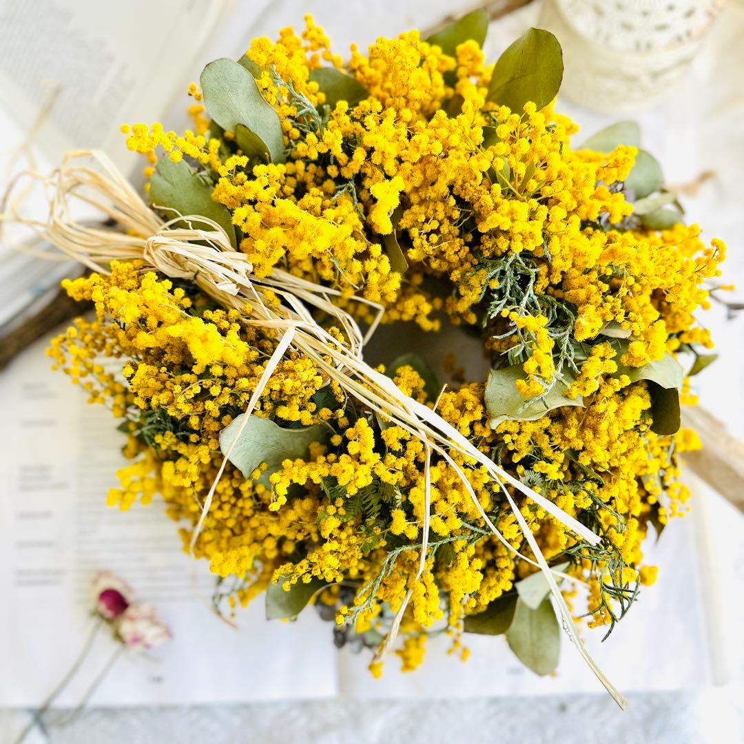 ミモザ　リース　スワッグ　フライングリース