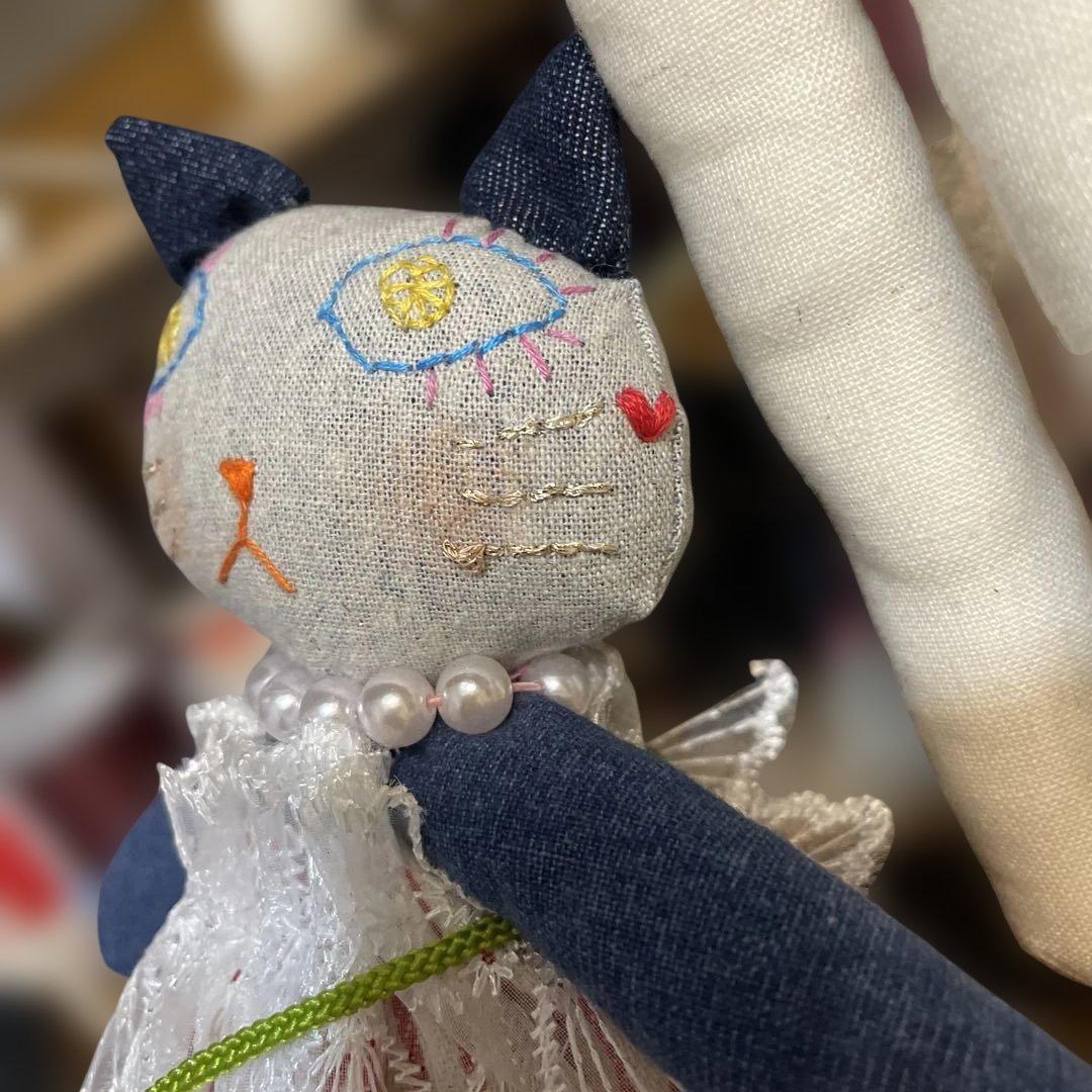 デニムのカラフルねこちゃん