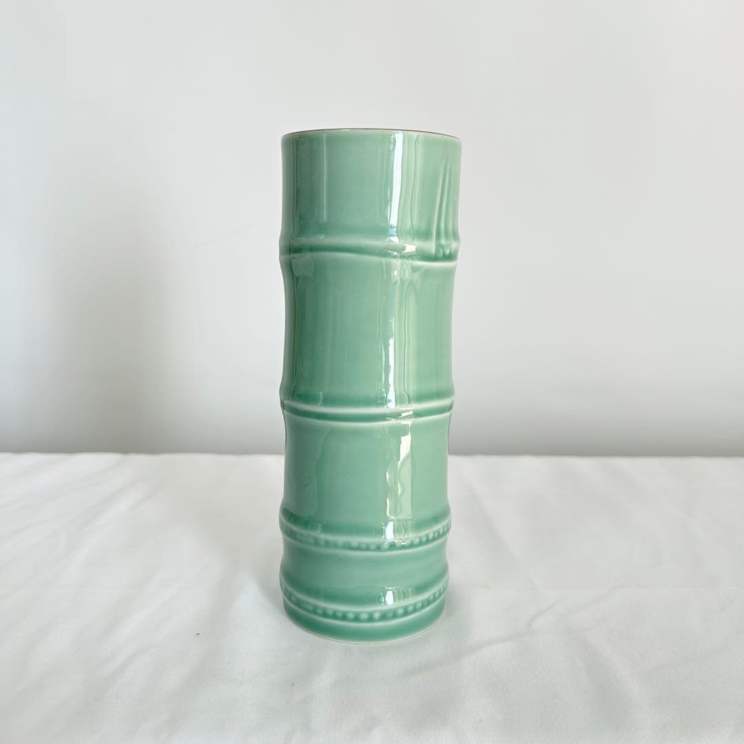 【未使用保管品】深川製磁 青磁 花瓶 竹 有田焼