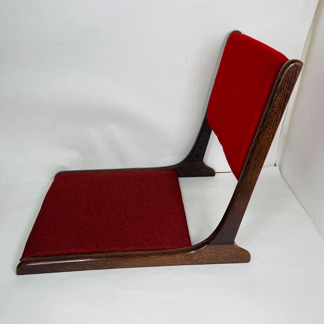 座椅子 チェア 折りたたみ 背もたれ 木製 赤色 青色 和風 家具 昭和 レトロ