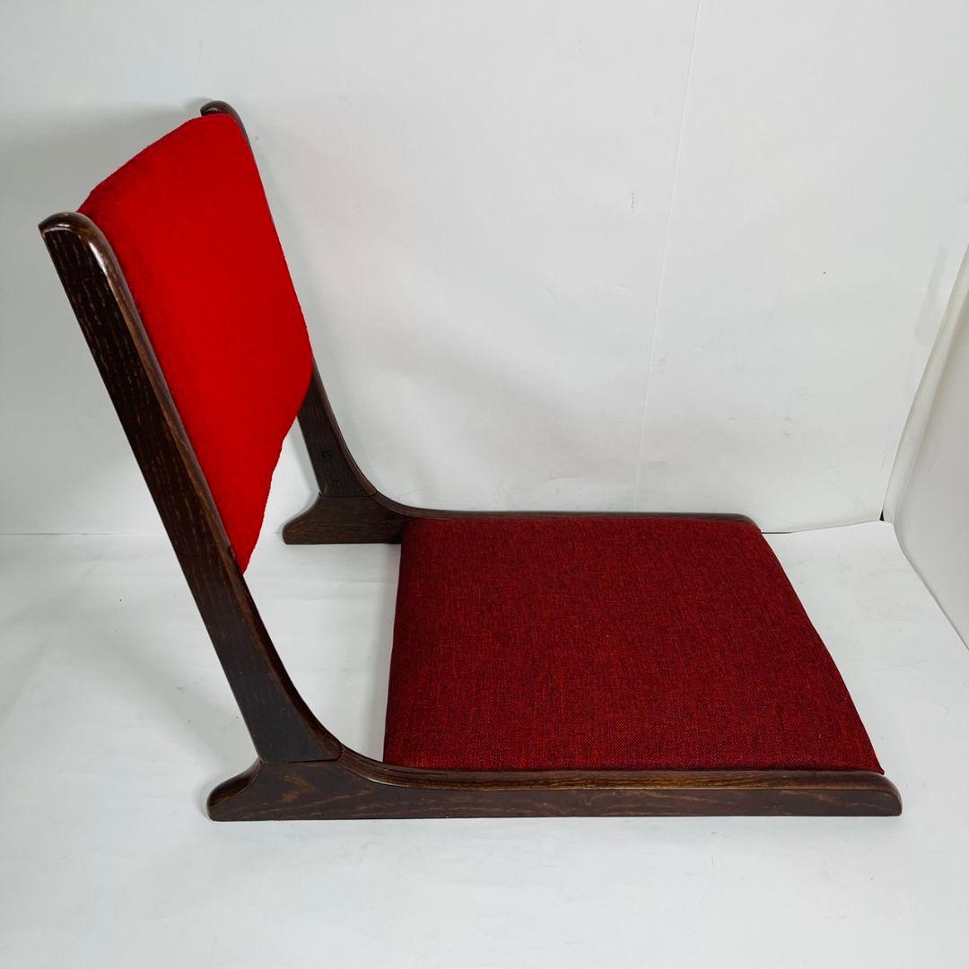 座椅子 チェア 折りたたみ 背もたれ 木製 赤色 青色 和風 家具 昭和 レトロ