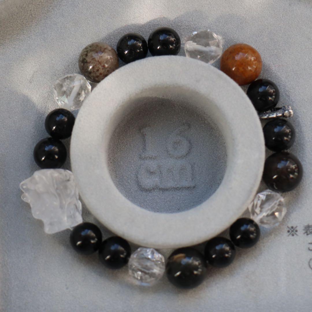 天然石 デザインブレスレット ブラックルチルクォーツ  ドラゴン 龍 高品質