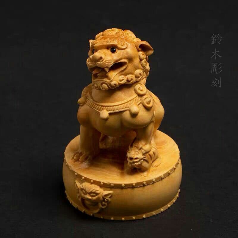 精彫り木製彫刻 置物 工芸品 飾り物 2点セット