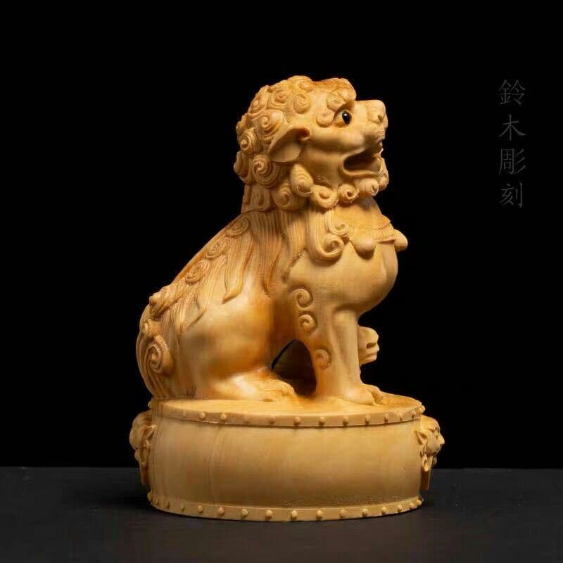 精彫り木製彫刻 置物 工芸品 飾り物 2点セット