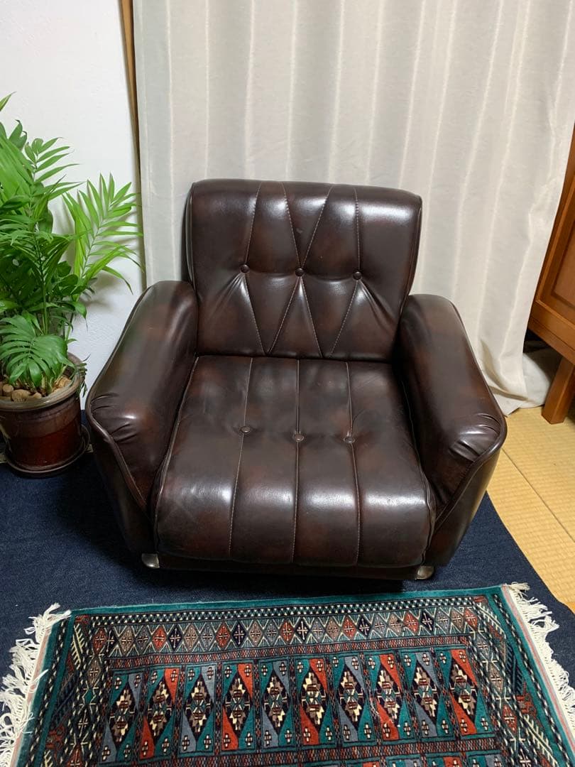 【1/15で終了】美品ふかふか座り心地アンティーク ビンテージ1人掛ソファ