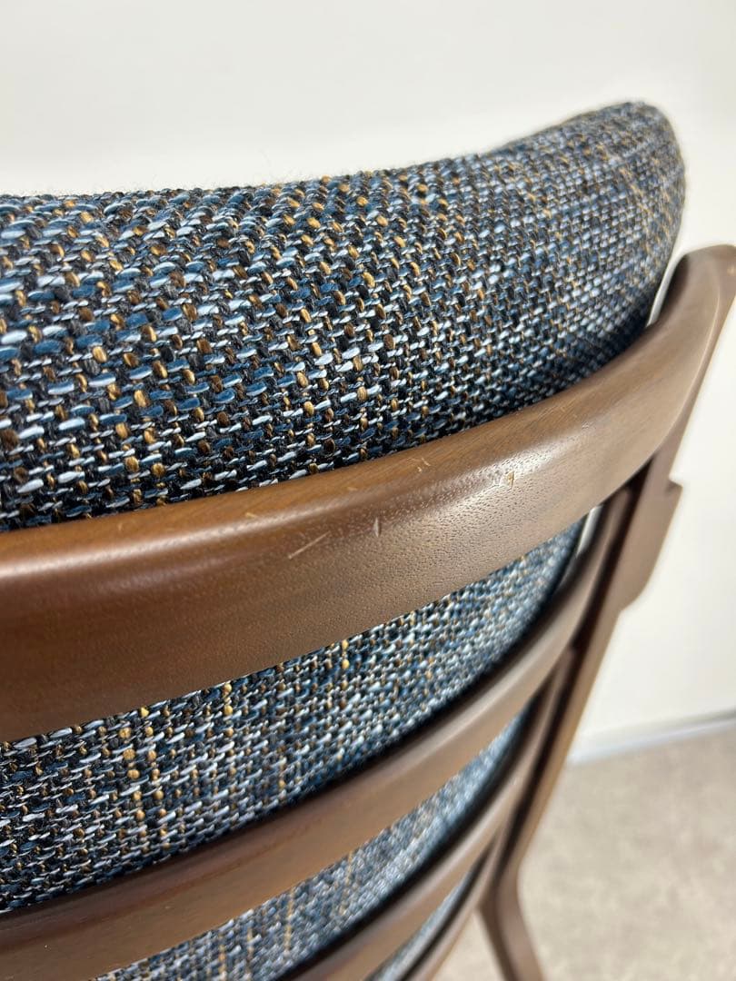 送料込み⭐︎FujiFURNITURE【アームチェア ネイビー、ダークグレー系】