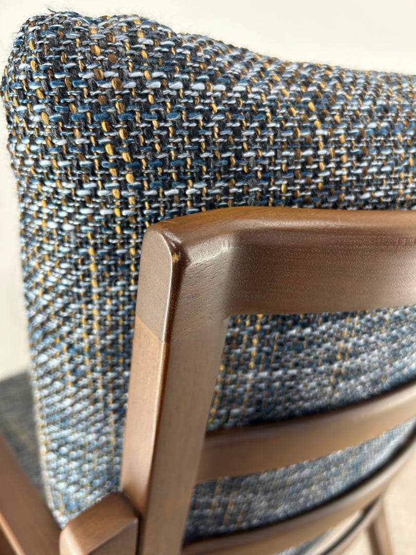 送料込み⭐︎FujiFURNITURE【アームチェア ネイビー、ダークグレー系】